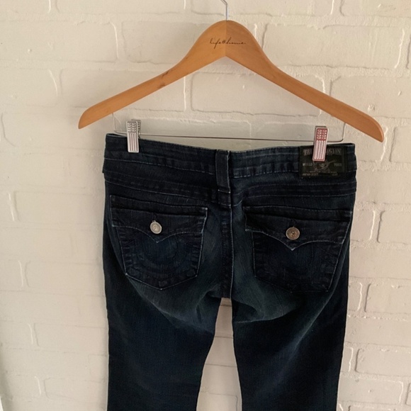 True Religion Women’s Denim Jeans Y2K Rock Low Rise Dark wash Blue Flare 28 - Picture 3 of 16